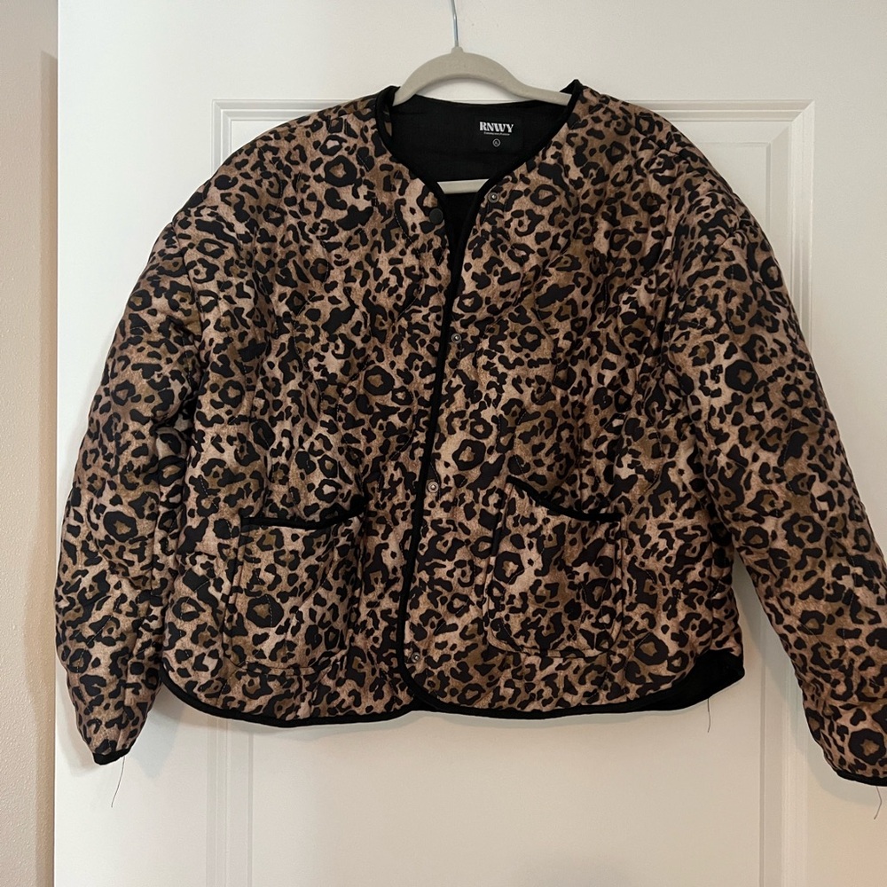 Cheetah print quilted jacket